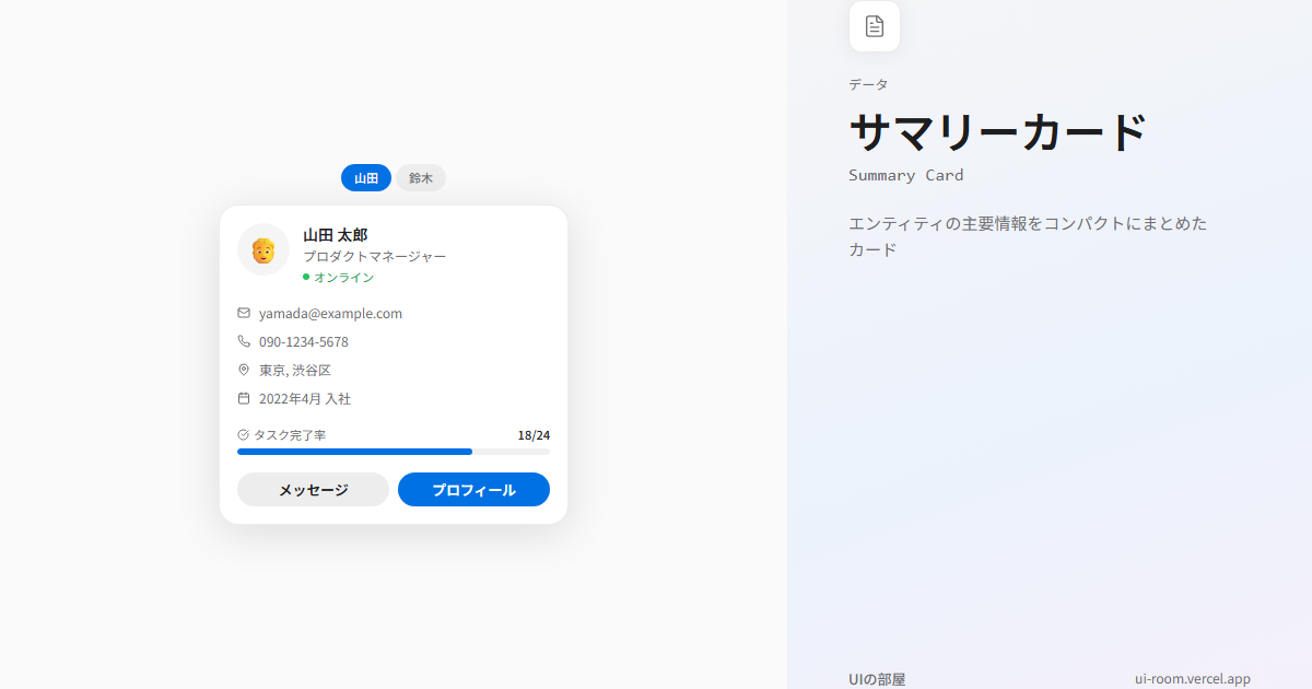 サマリーカード (Summary Card) | UIの部屋